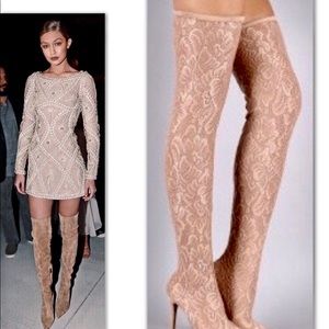 NUDE LACE OVER THE KNEE BOOT